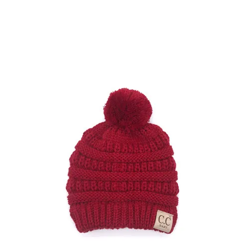 Baby-847 Red Beanie with Pom