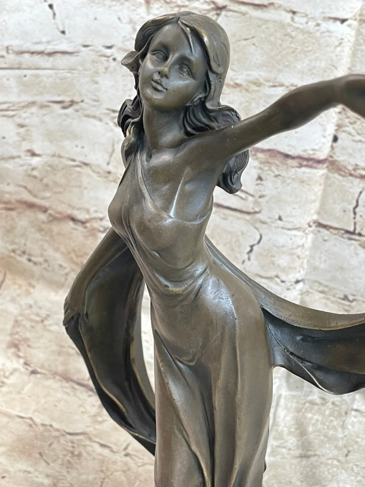 Handcrafted Collectible By Lost Wax Method Beautiful Maiden Bronze Sculpture