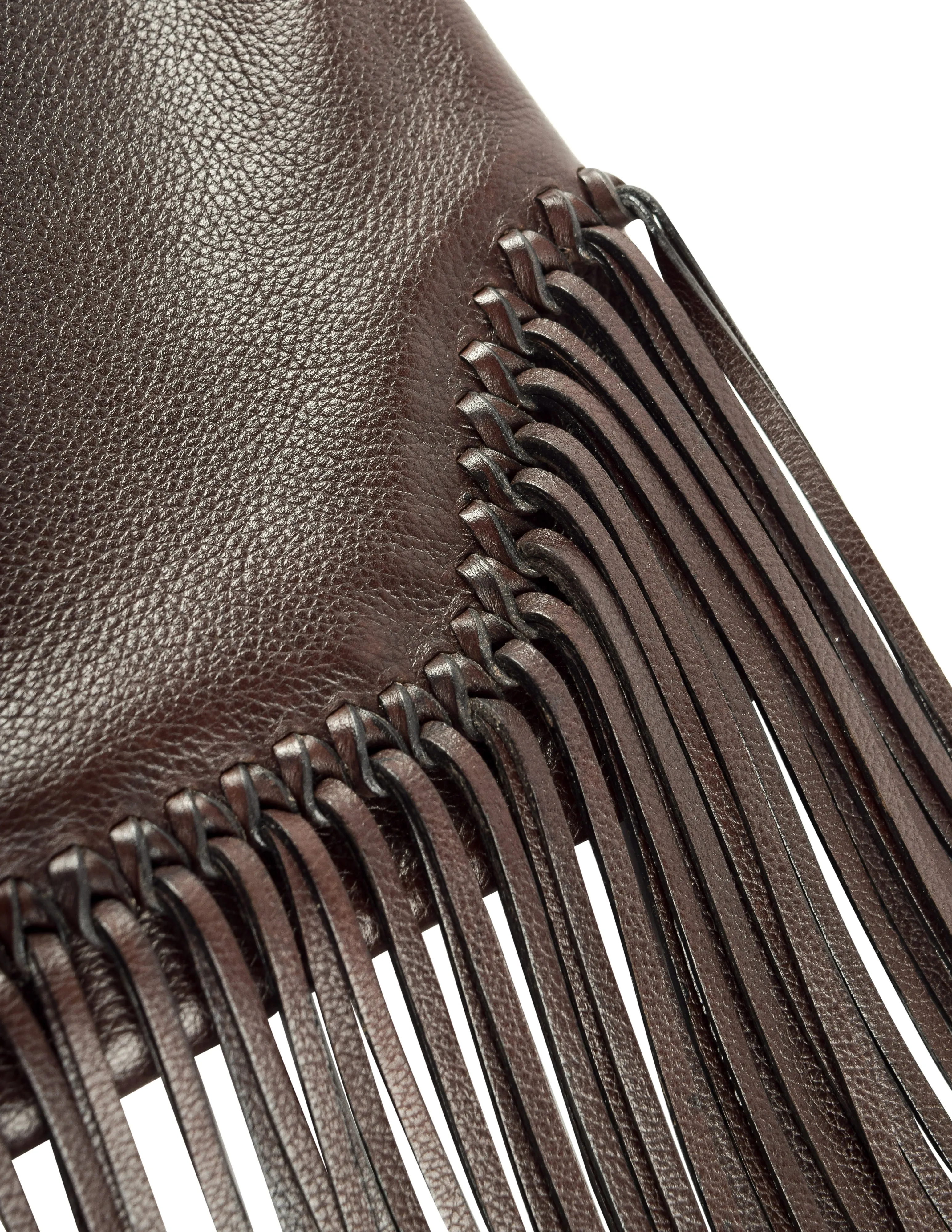 Hermes Vintage 2004 Chocolate Brown Leather Sac Trim Anate Fringe Shoulder Satchel Bag